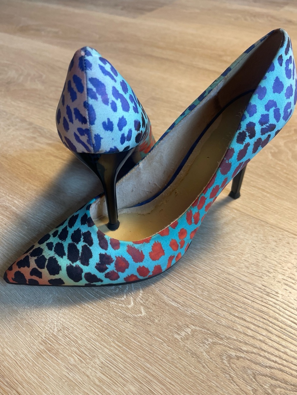 NINE WEST Rainbow Multicolor Leopard Cheetah Print High Heels Pumps Lisa Frank